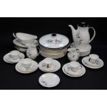 A Royal Doulton pottery part coffee service decorated in the Bamboo pattern, comprising coffee pot,