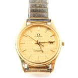 An Omega Seamaster gentleman's gold plated wristwatch, circular dial with centre seconds, date apert