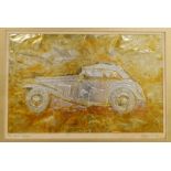 Mary Wilson (British, late 20thC) the MG Midget, card foil and waterproof ink, titled, signed and d
