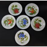 Six Portmeirion fruit or cereal bowls decorated in the Pomona pattern, comprising fruit designs of c