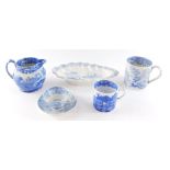 A group of early 19thC blue and white transfer decorated pottery, to include a Davenport miniature c