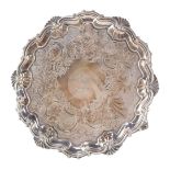A Victorian silver plated salver, for Thomas's of Bond Street, engraved centrally with a crest withi