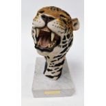 After O Meredith. 'Night Stalker Jaguar', resin model of a jaguar's head, bearing teeth, signed, on