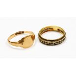 Two rings, to include a 9ct gold gents signet ring, worn, ring size P½, 1.8g, and a 9ct gold eternit