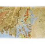 A hand coloured scale map of statute in miles, The Geological Survey of England and Wales, in an oak