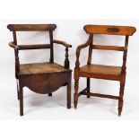 Two mahogany 19thC chairs, each with crest rail, tapered legs, and another slightly later. (2)