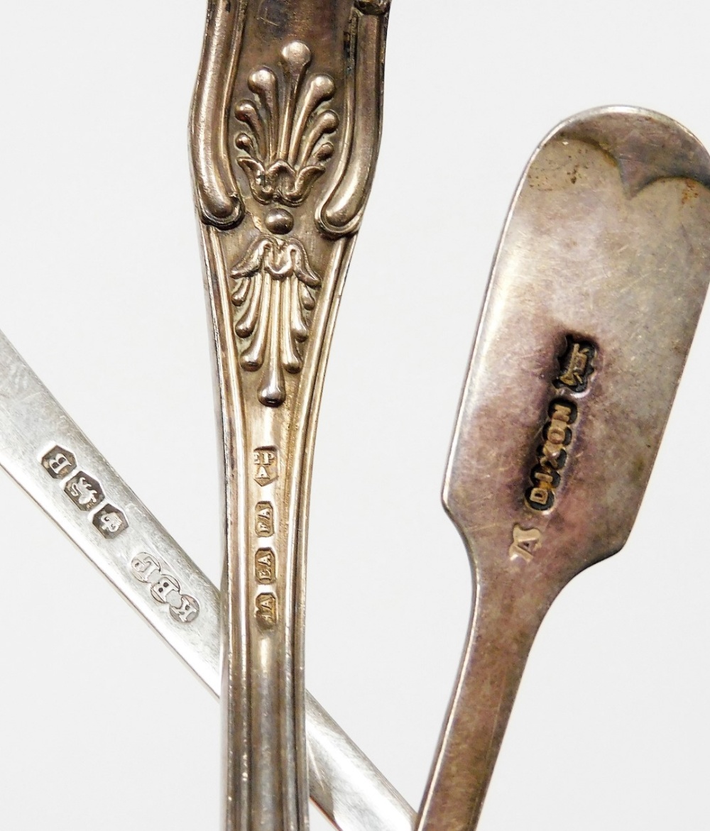 Georgian and later silver flatware, including a pair of sugar bows, London 1812, a pair of silver sa - Image 4 of 7