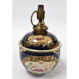 A Booths porcelain table lamp, in royal blue ground with gilt detailing with Asiatic pheasant and le