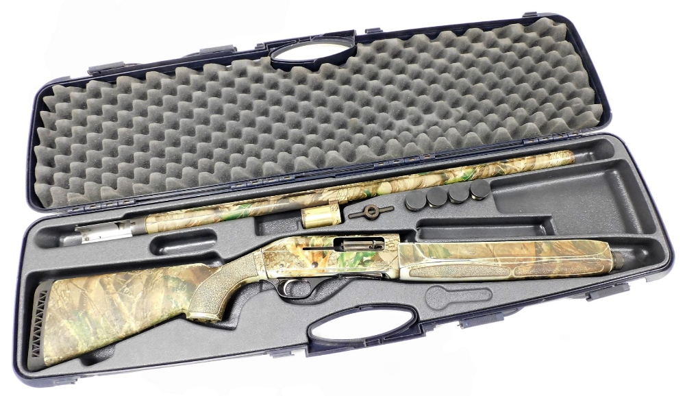 A EuroLion H368 Fabarm single barrel self loading shotgun, serial number 7006097, with camouflaged f