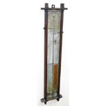 A 19thC Admiral Fitzroy barometer in oak case, 103cm high. (AF)