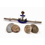 A pair of silver cufflinks, each with oval crest and bearing the Royal Fusilier's crest, together wi