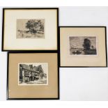 Three framed etchings, to include one by Verracet, limited edition 22 of 75 Ye Old Bell In, 16½cm x