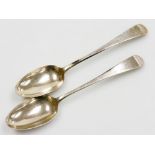 A pair of George III silver tablespoons, Old English pattern, initialled 'J A W', London 1787, maker