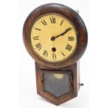 A HAC Western Germany drop dial wall clock, in stained beech case with a cream coloured dial with Ro