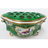 A Booths Silicon china bough pot, on a green ground with gilt decoration with Asiatic pheasants and