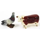 Two Beswick animal ornaments, to include a Beswick CH of champions and a Beswick pigeon. (2)
