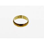 A 9ct gold thin wedding band, maker B&N, with inscription A5, London 1923, 2.6g.