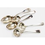 Silver flatware, comprising a William IV Fiddle pattern table spoon, Newcastle 1831, 2oz, a composit
