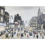 George Cunningham. Town Hall Square, limited edition colour print 209/250, signed, with blind stamp,