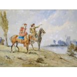 Charles Cattermole (1832-1900.) Return Of The Hunting Party, watercolour, signed, 17cm x 24cm, frame