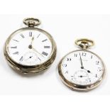 Two silver pocket watches, to include a Midina pocket watch, with bezel wind and seconds dial, and a