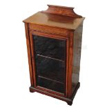 An Edwardian Sheraton Revival mahogany and marquetry display cabinet, the moulded top with urn and f