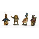 Four vintage Beatrix Potter painted figures, comprising Jeremy Fisher, Jemima Puddle-Duck, Peter Rab