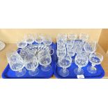 A group of Royal Scot and other crystal glassware, drinking glasses, whiskey tumblers, serving tray,