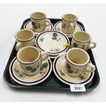 A set of six Wedgwood coffee cans and saucers, in the Blueberry pattern.
