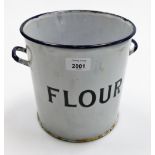 An enamel flour bin.