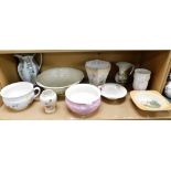 Various ceramics and effects, chamber pots, a wash bowl, various jugs, etc. (1 shelf)