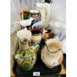 Various jugs, lustre wares, Torquay wares, etc. (1 tray and a quantity)