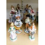 A group of continental porcelain figures.