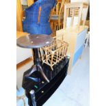 A group of assorted furniture, to include cane magazine rack, glass television stand, wine table, mo