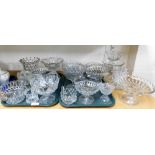 Victorian and later glassware, to include etched glass bowls, pressed glass bon-bon dishes, cutlery
