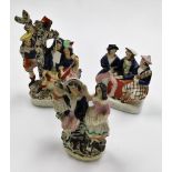 A group of 19thC Staffordshire flat back figures, to include The Revival Old Long Tine and another,