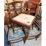 Three Edwardian bedroom chairs, to include two side chairs each with floral upholstered seats and a