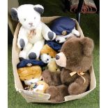 A group of cuddly toys, bears, military bears, etc. (1 box)