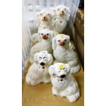 A group of Staffordshire style spaniels. (6)