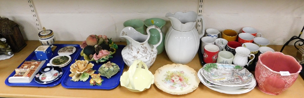 Various ceramics and effects, large jugs, mugs, plates, floral displays, a limited edition Boyle's s