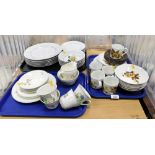 Part teawares, a Johnson Brothers Ironstone pattern part service, white finish dinner plates and a P