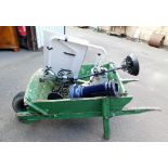A group of garden tools, wooden wheelbarrow, planer, plant stands, etc. (a quantity)