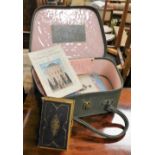 A 1930's/40's travel case, a gilt and leather bound church services common prayer book, souvenir gui