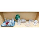 A group of assorted glassware, lemon squeezer, commemorative mugs, glass jelly mould, a silver rimme