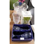 Various glass ware, to include a pair of Edinburgh crystal cased wine glasses, floral vase, a regenc