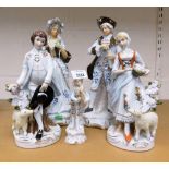 A group of porcelain continental style figures. (5)