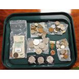 A group of coinage, to include one pound notes, 1901 one penny, commemorative coins, Euros, etc. (a