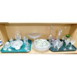 Various glassware, to include drinking glasses, cake stand, ornaments, musical instrument, candle st