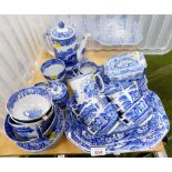 A group of Copeland Spode's Italian blue and white teawares, to include cups and saucers, teapot, ch
