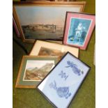Various framed pictures and prints, woodland scenes, an Inventor and Patent S Baxter crested print,